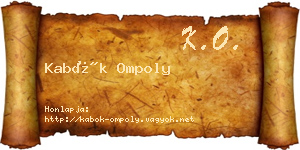 Kabók Ompoly névjegykártya
